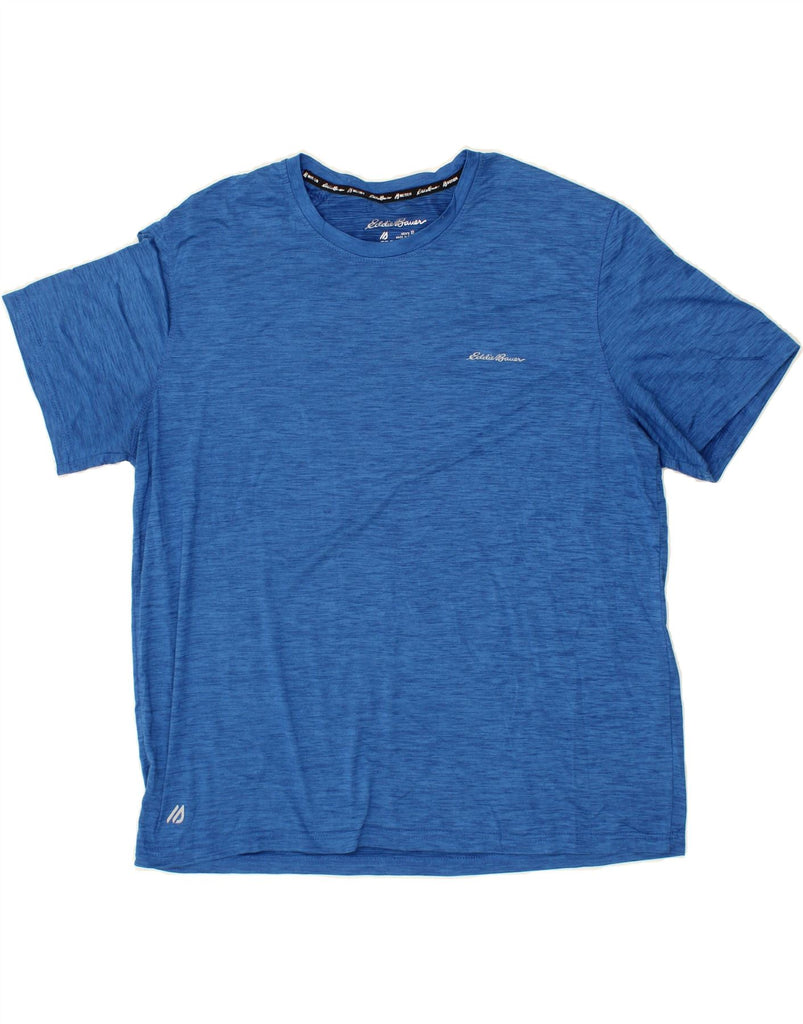 EDDIE BAUER Mens T-Shirt Top XL Blue Flecked Polyester Vintage Eddie Bauer and Second-Hand Eddie Bauer from Messina Hembry 