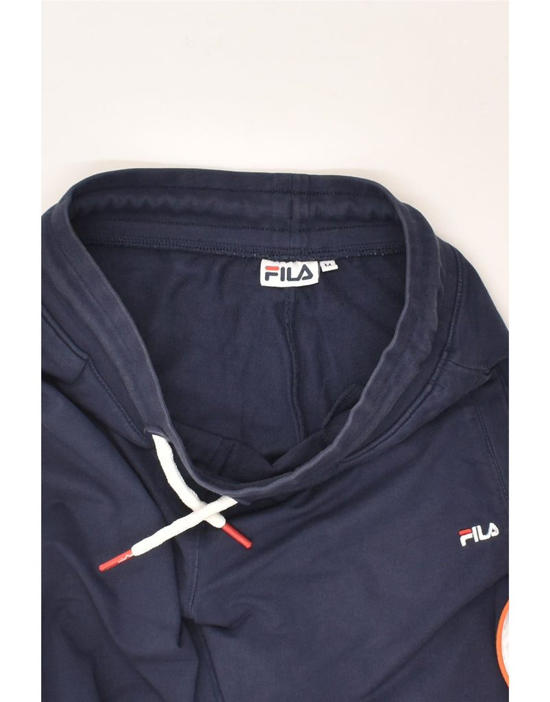 FILA Womens Tracksuit Trousers Joggers UK 14 Medium Navy Blue Cotton | Vintage Fila | Thrift | Second-Hand Fila | Used Clothing | Messina Hembry 