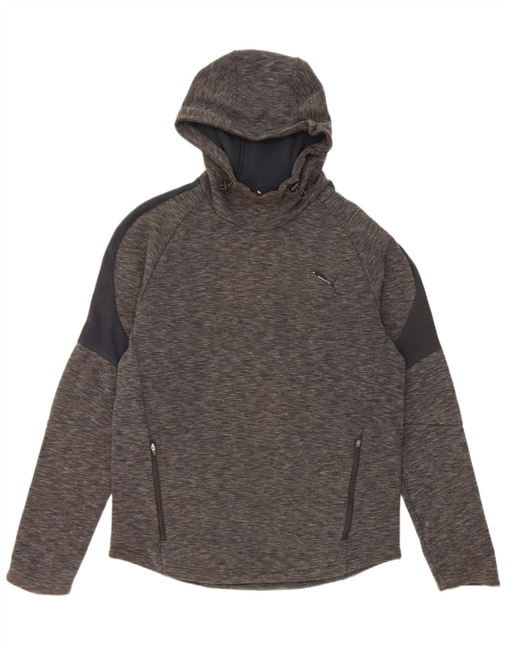 Puma Mens Hoodie Jumper Medium Grey Flecked Cotton