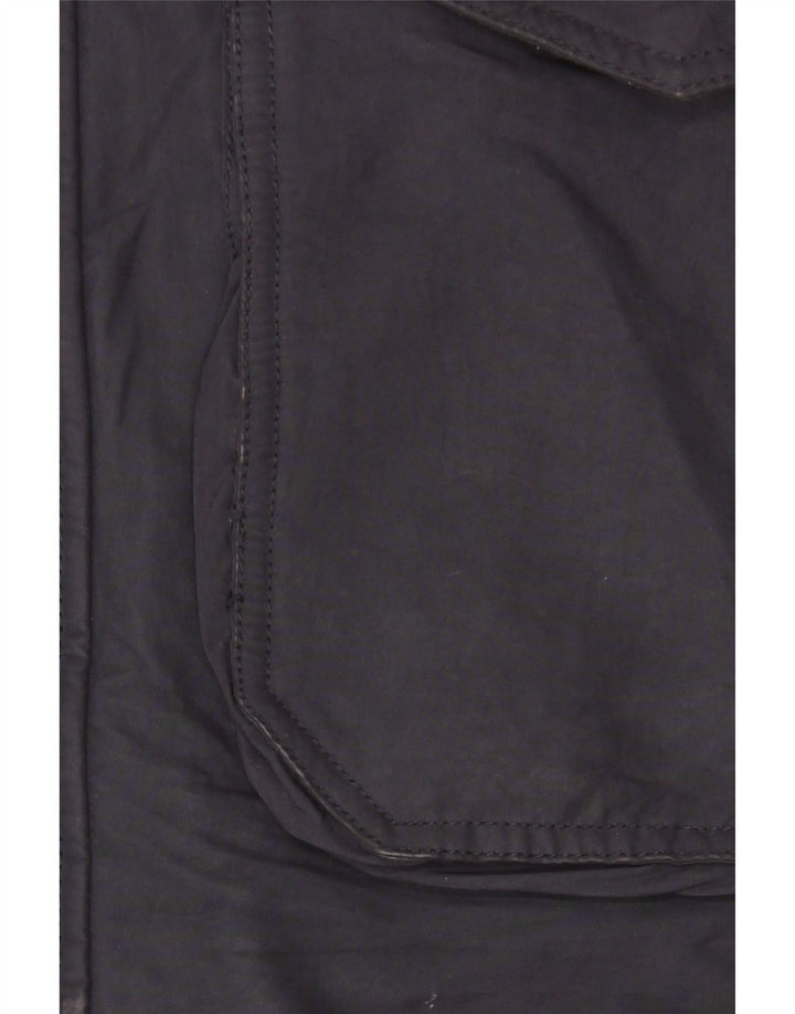 Zara Mens Hooded Padded Coat UK 38 Medium Navy Blue Polyester