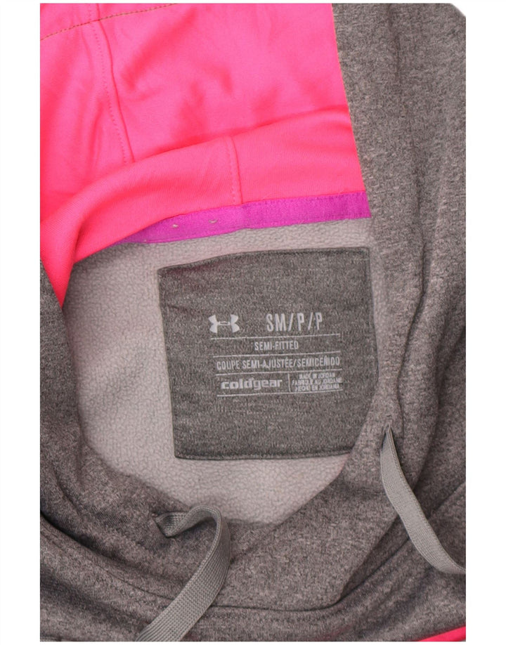 UNDER ARMOUR Womens Cold Gear Graphic Hoodie Jumper UK 10 Small Grey