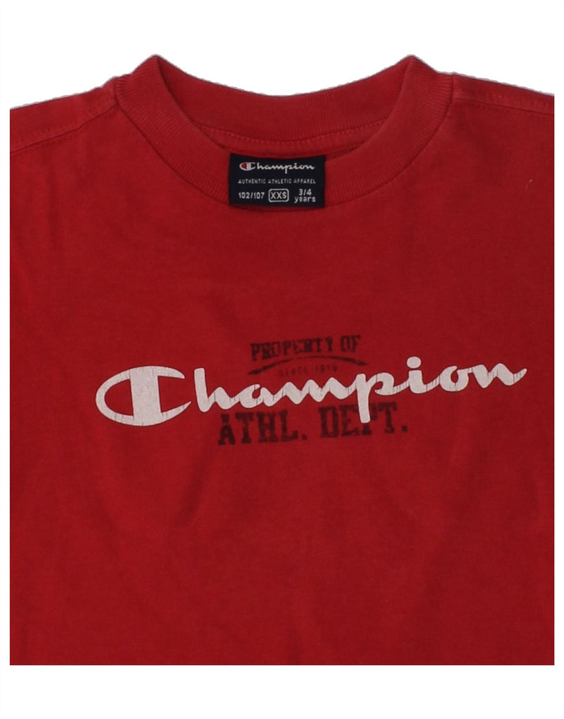 CHAMPION Girls Graphic T-Shirt Top 3-4 Years 2XS Red Cotton | Vintage Champion | Thrift | Second-Hand Champion | Used Clothing | Messina Hembry 