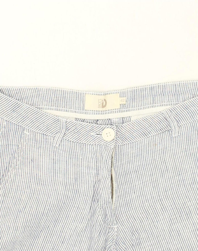 DACK'S Womens Chino Shorts IT 42 Medium W32 Blue Pinstripe Linen | Vintage Dack's | Thrift | Second-Hand Dack's | Used Clothing | Messina Hembry 