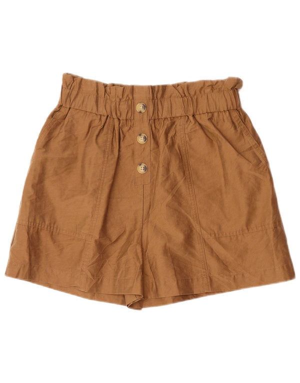 Zara Womens High Waist Casual Shorts Medium W28 Brown Lyocell
