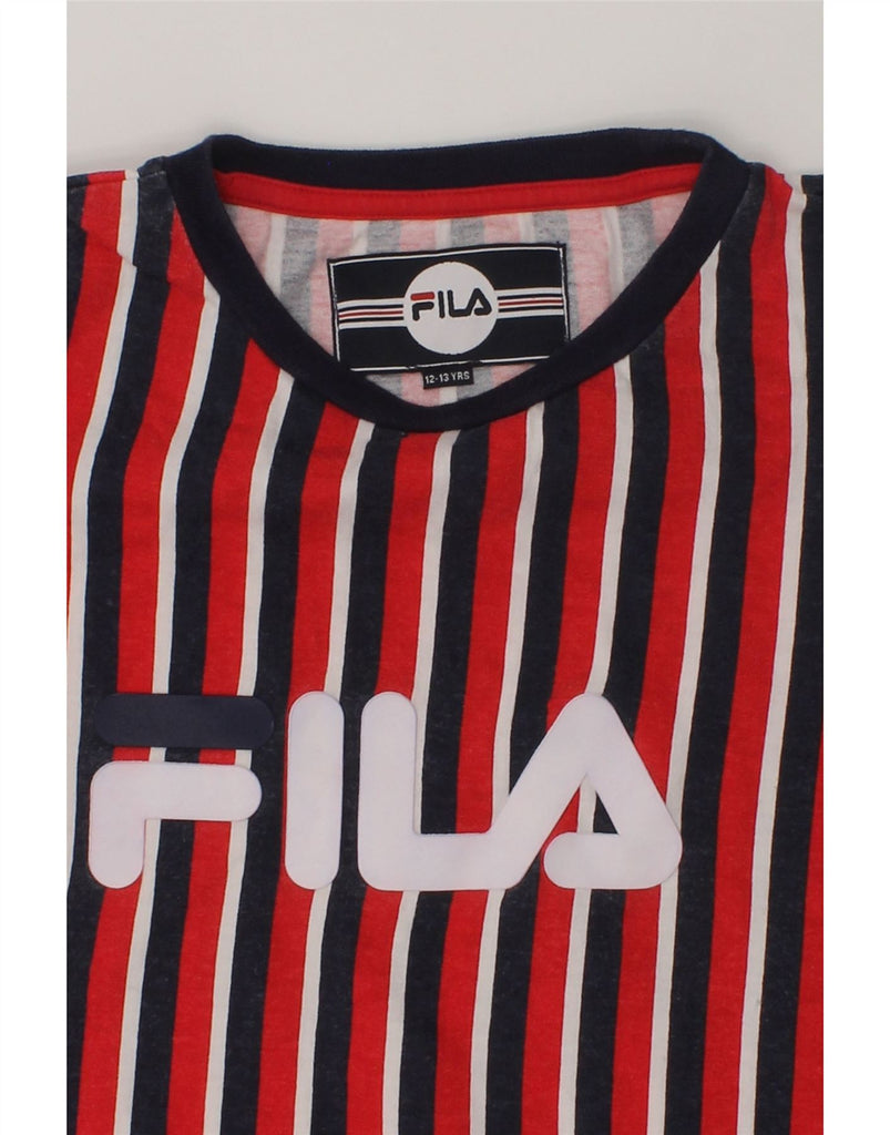 FILA Boys Graphic T-Shirt Top 12-13 Years Red Striped Cotton | Vintage Fila | Thrift | Second-Hand Fila | Used Clothing | Messina Hembry 