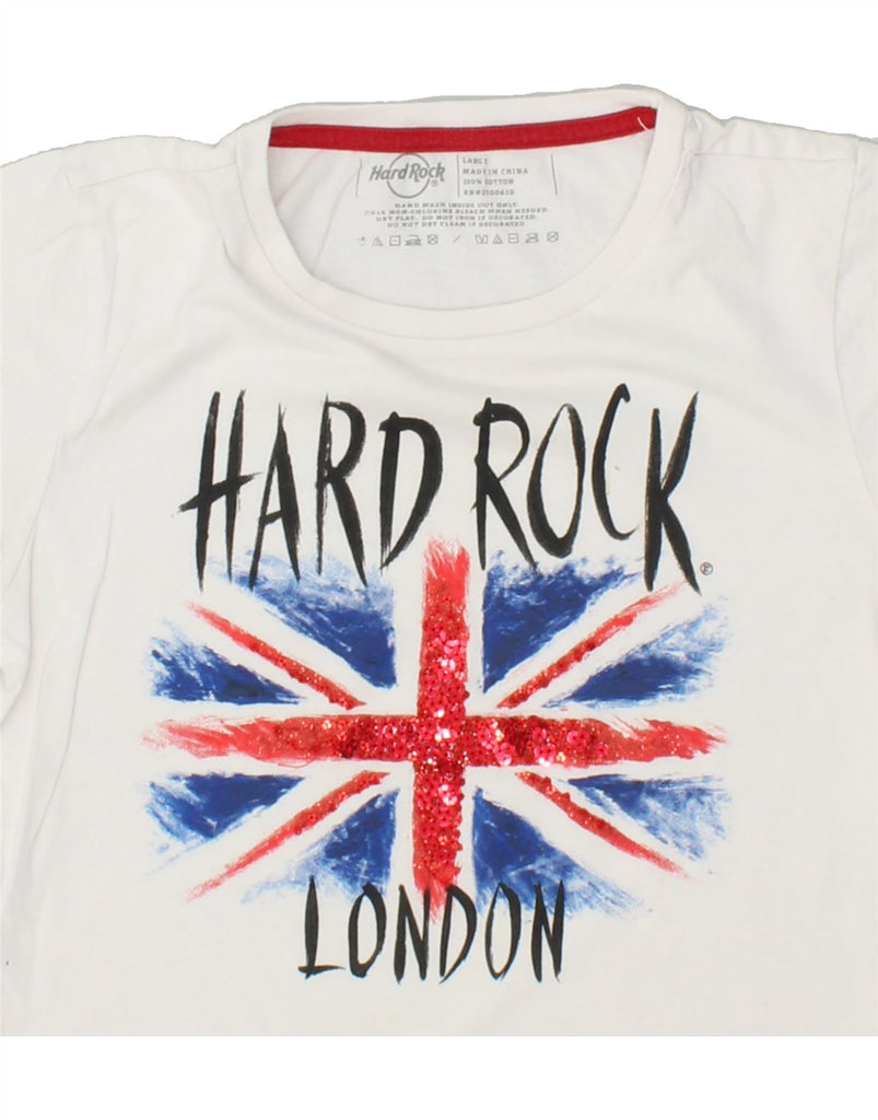 HARD ROCK CAFE Girls London Graphic T-Shirt Top 12-13 Years Large White | Vintage Hard Rock Cafe | Thrift | Second-Hand Hard Rock Cafe | Used Clothing | Messina Hembry 