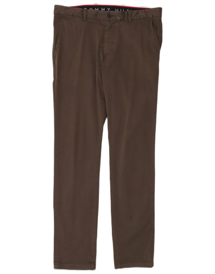 TOMMY HILFIGER Mens Slim Chino Trousers W34 L34 Grey Cotton
