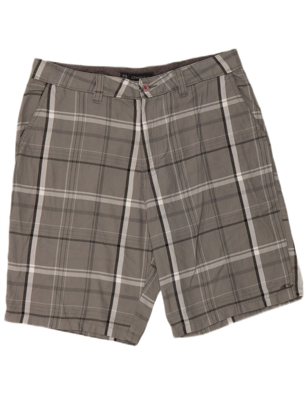 O'Neill Mens Chino Shorts W36 Large Grey Plaid Polyester