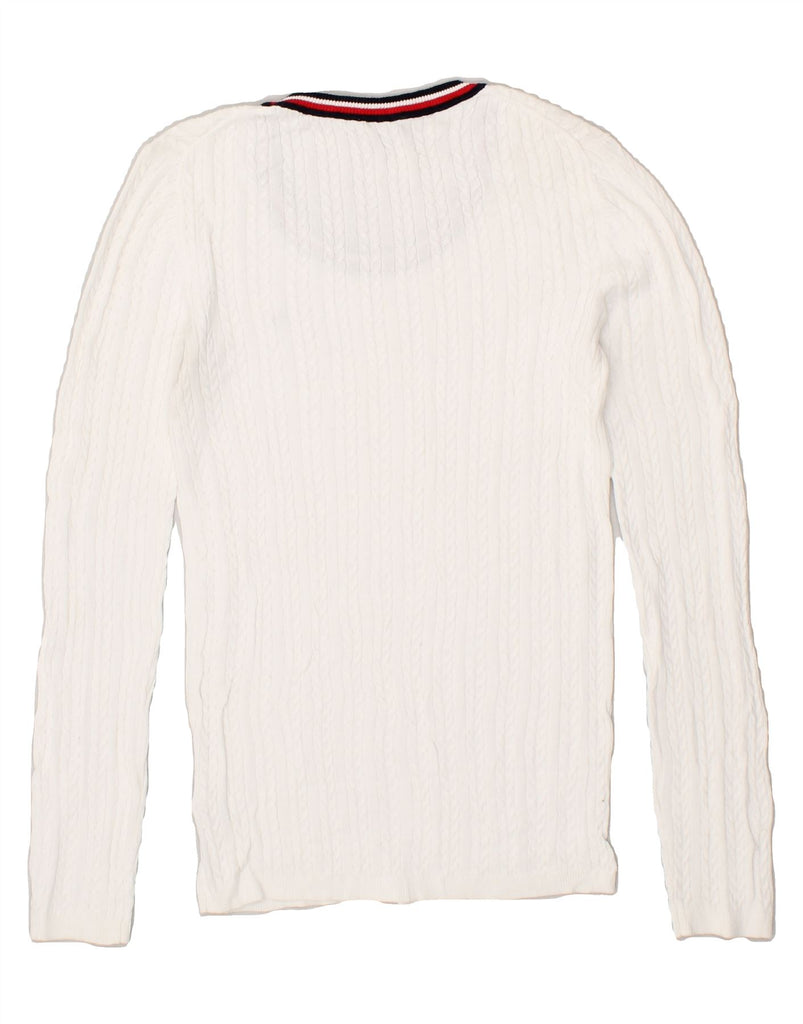 TOMMY HILFIGER Womens Crew Neck Jumper Sweater UK 6 XS White | Vintage Tommy Hilfiger | Thrift | Second-Hand Tommy Hilfiger | Used Clothing | Messina Hembry 