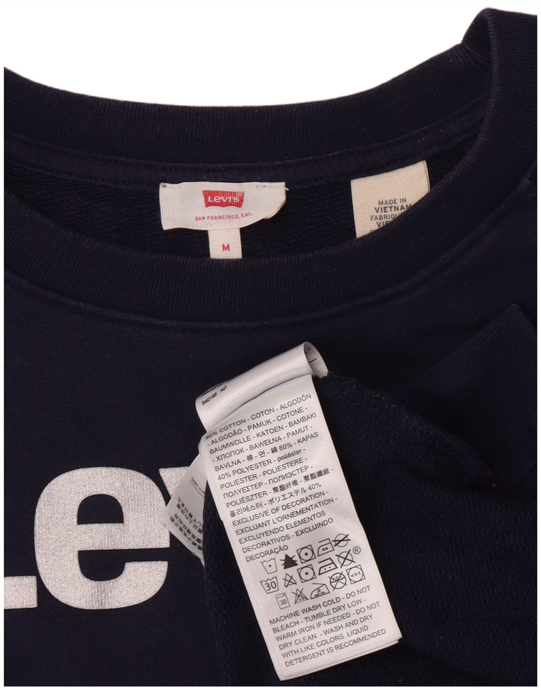 Levi's Womens Graphic Sweatshirt Jumper UK 14 Medium Navy Blue Cotton