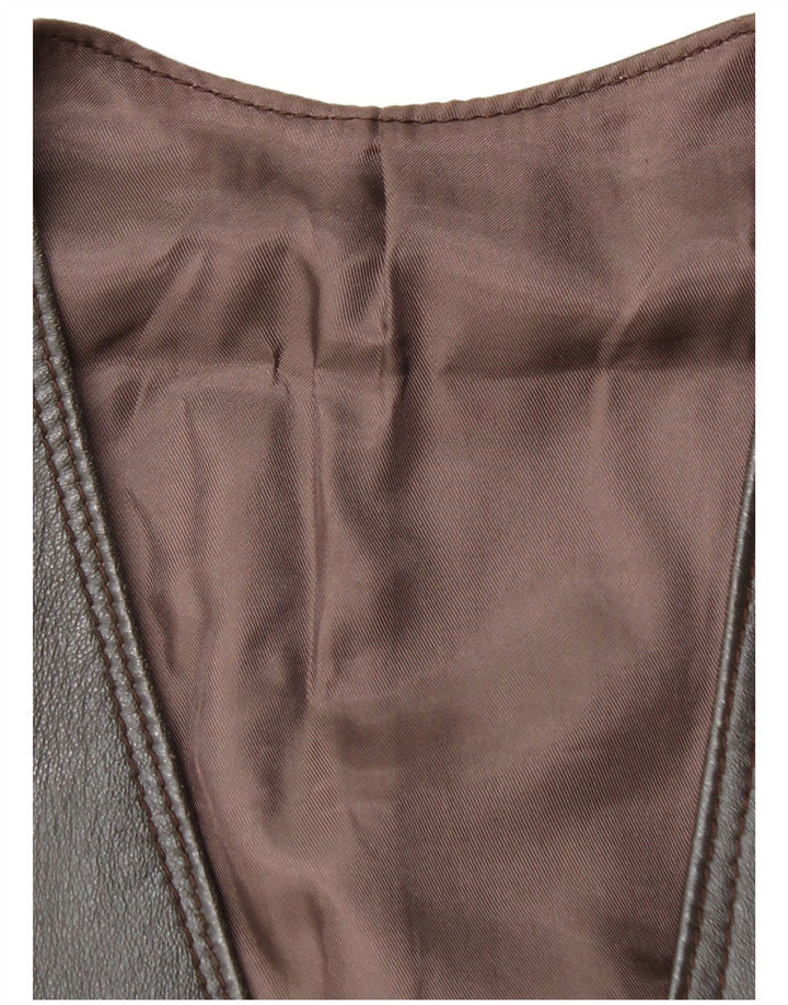 VINTAGE Mens Leather Waistcoat UK 38 Medium Grey