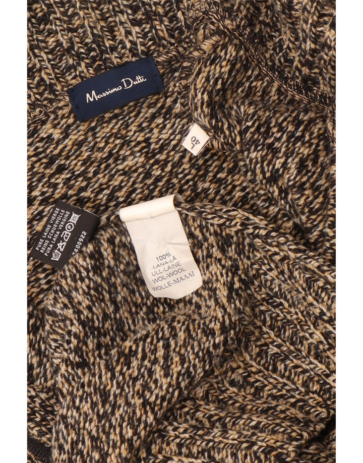 Massimo Dutti Mens Cardigan Sweater Large Brown Flecked Wool