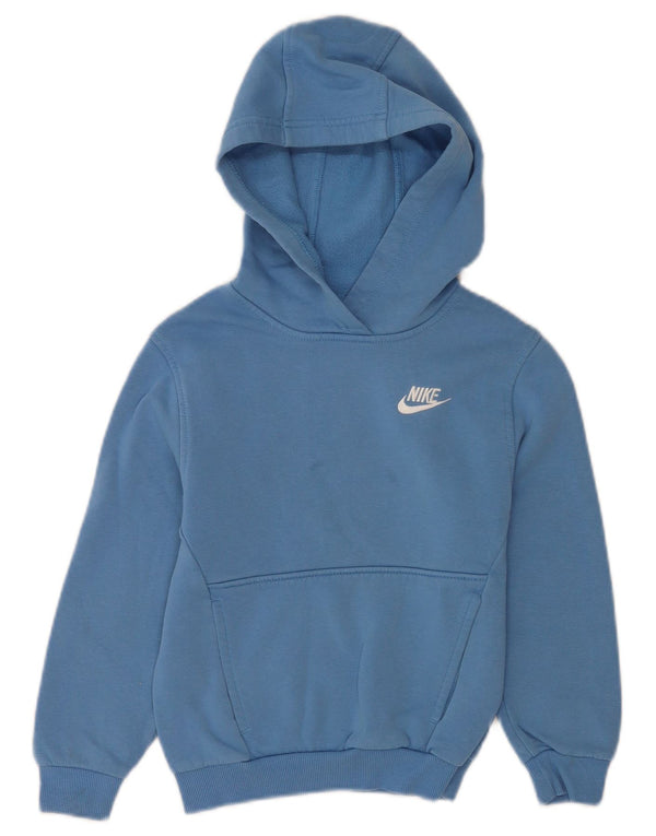 Nike Boys Hoodie Jumper 8-9 Years Small Blue Cotton