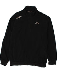 KAPPA Mens Zip Neck Sweatshirt Jumper 3XL Black Cotton