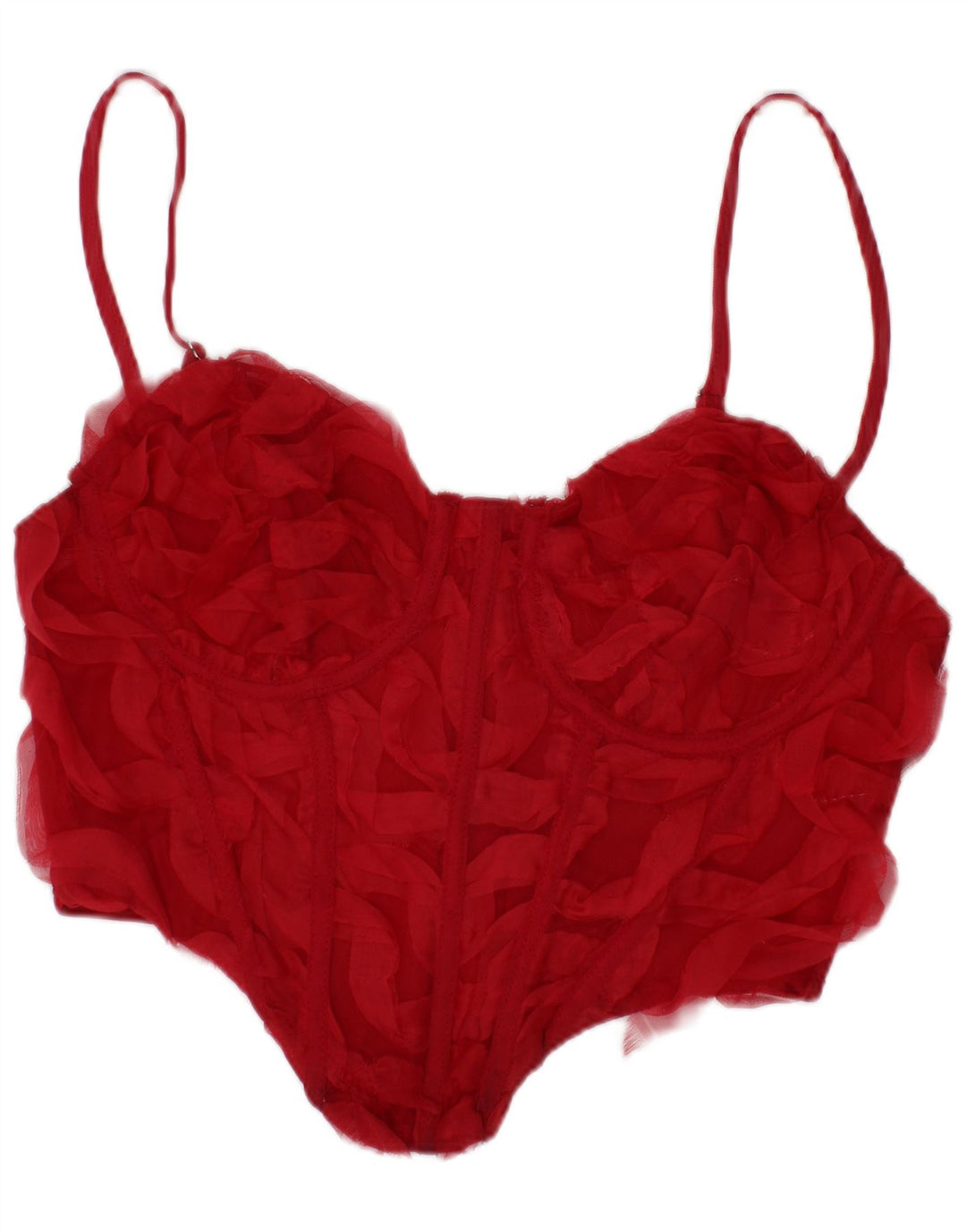Bershka Womens Crop Corset Top Medium Red Polyester Festival