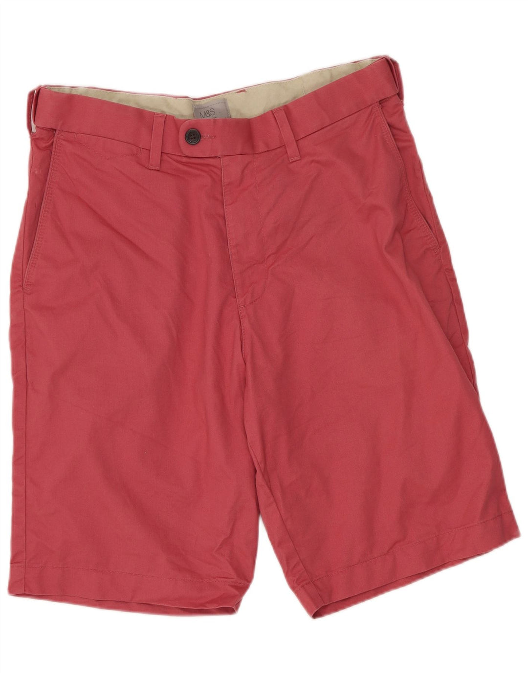 Marks & Spencer Mens Regular Fit Chino Shorts W32 Medium Pink Cotton