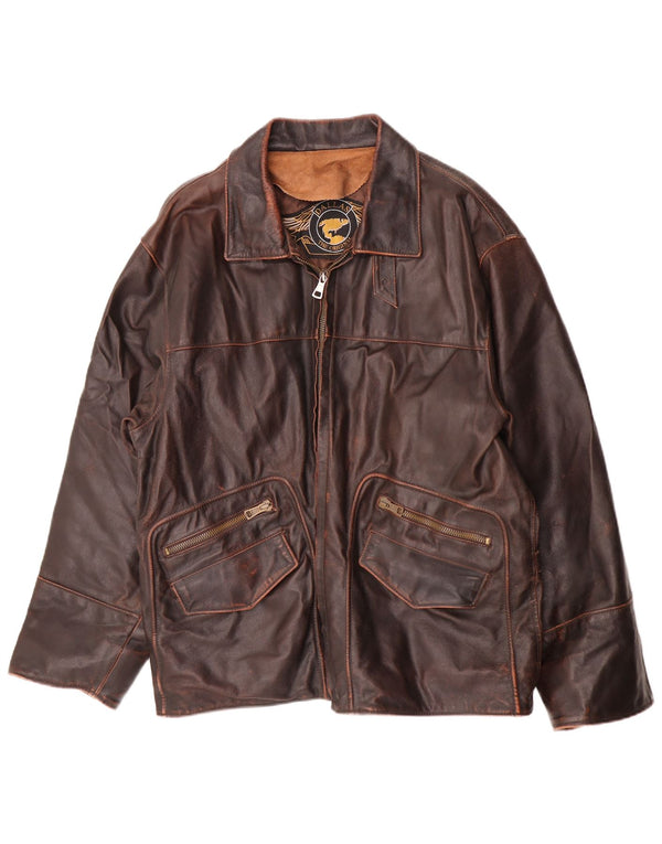 Dallas Mens Leather Jacket UK 42 XL Brown Leather
