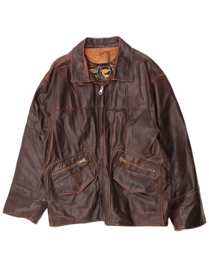 Dallas Mens Leather Jacket UK 42 XL Brown Leather