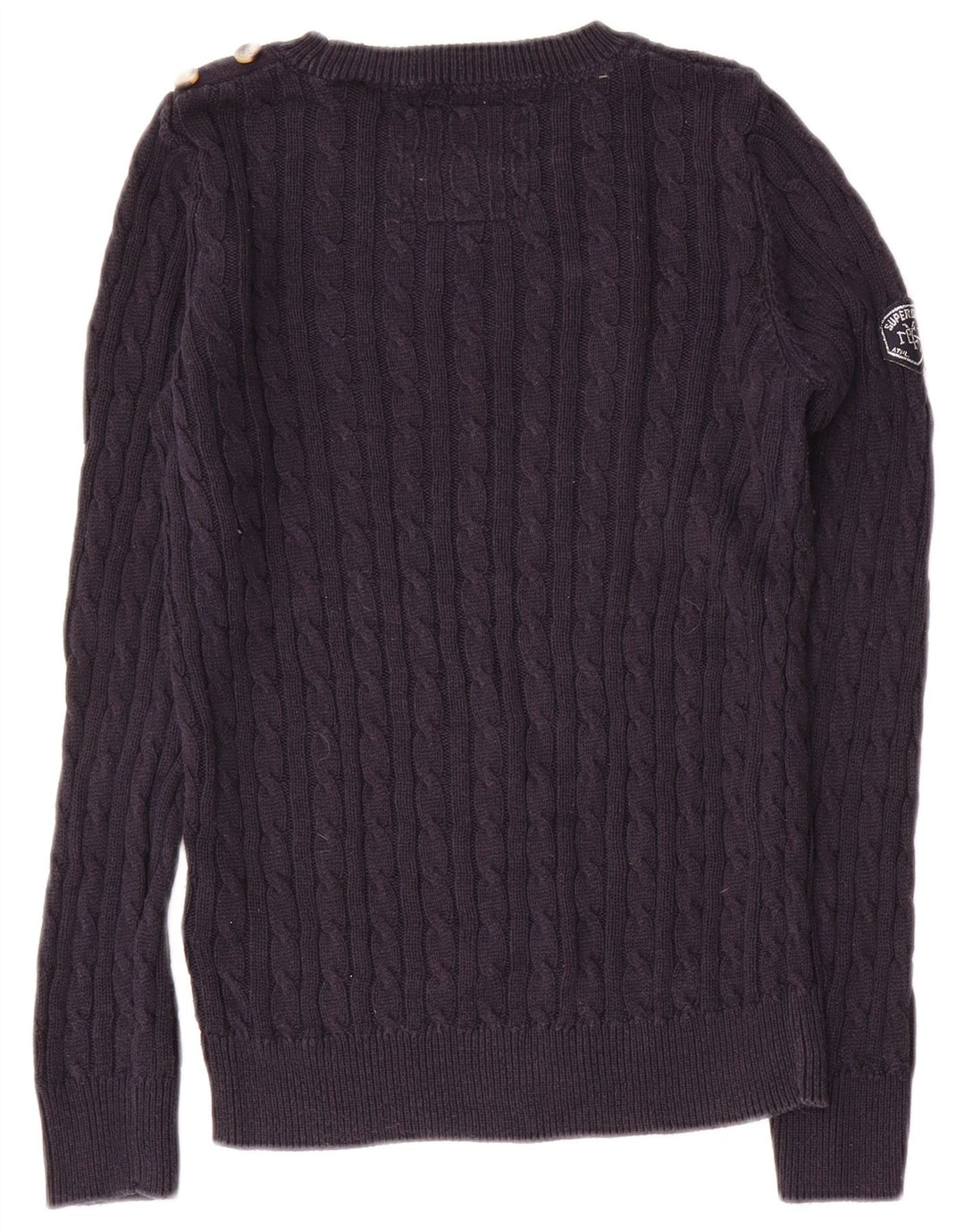 SUPERDRY Womens Crew Neck Jumper Sweater UK 8 Small  Navy Blue Cotton