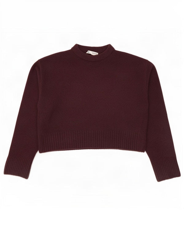 Zara Womens Crop Turtle Neck Jumper Sweater UK 14 Large Purple