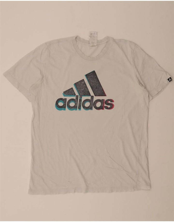 ADIDAS Mens Graphic T-Shirt Top Large White Cotton