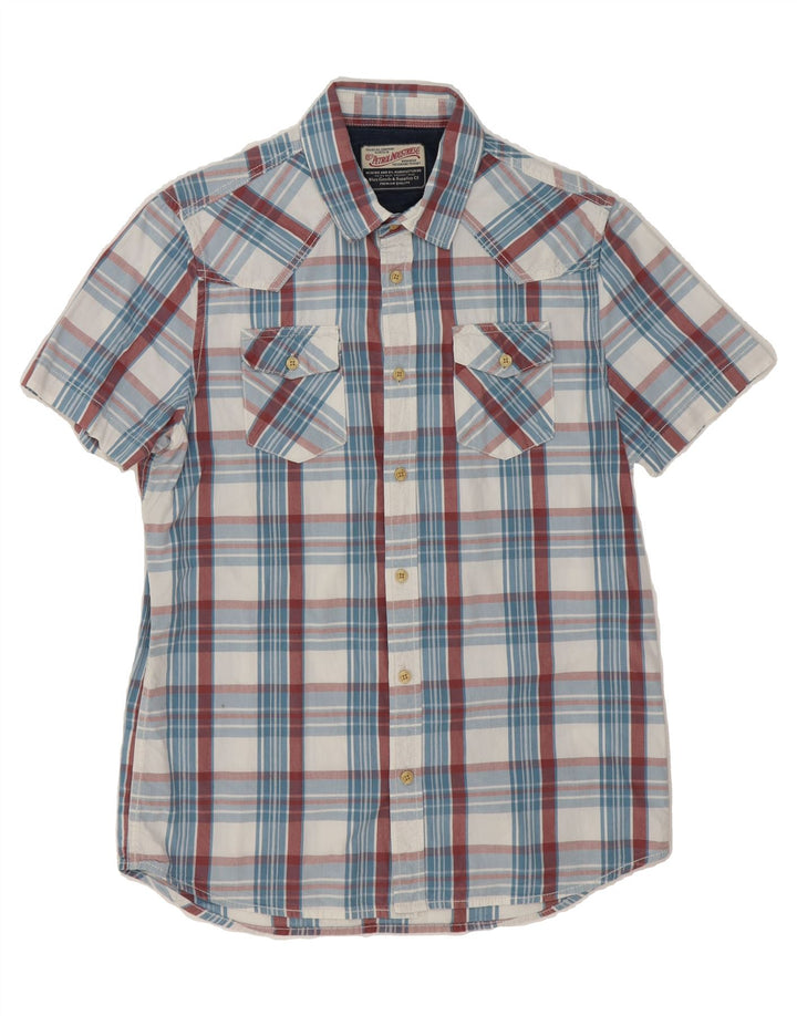 PETROL INDUSTRIES Mens Short Sleeve Shirt Medium Blue Check Vintage Petrol Industries and Second-Hand Petrol Industries from Messina Hembry 