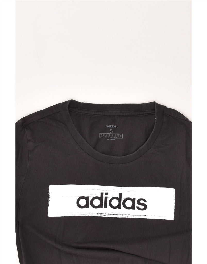 ADIDAS Womens Graphic T-Shirt Top UK 8/10 Small Black Cotton | Vintage Adidas | Thrift | Second-Hand Adidas | Used Clothing | Messina Hembry 