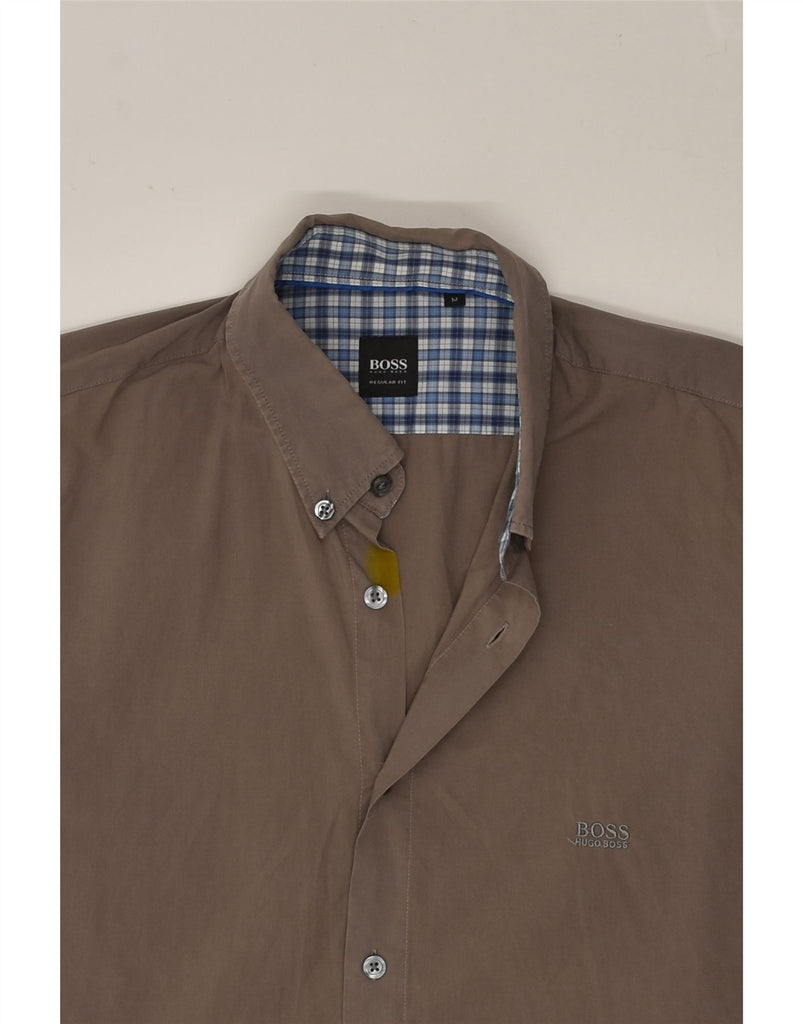 HUGO BOSS Mens Regular Fit Shirt Medium Brown Cotton | Vintage Hugo Boss | Thrift | Second-Hand Hugo Boss | Used Clothing | Messina Hembry 