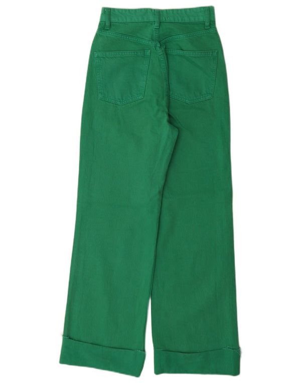Zara Womens High Waist Wide Leg Jeans EU 32 2XS W22 L29 Green Cotton