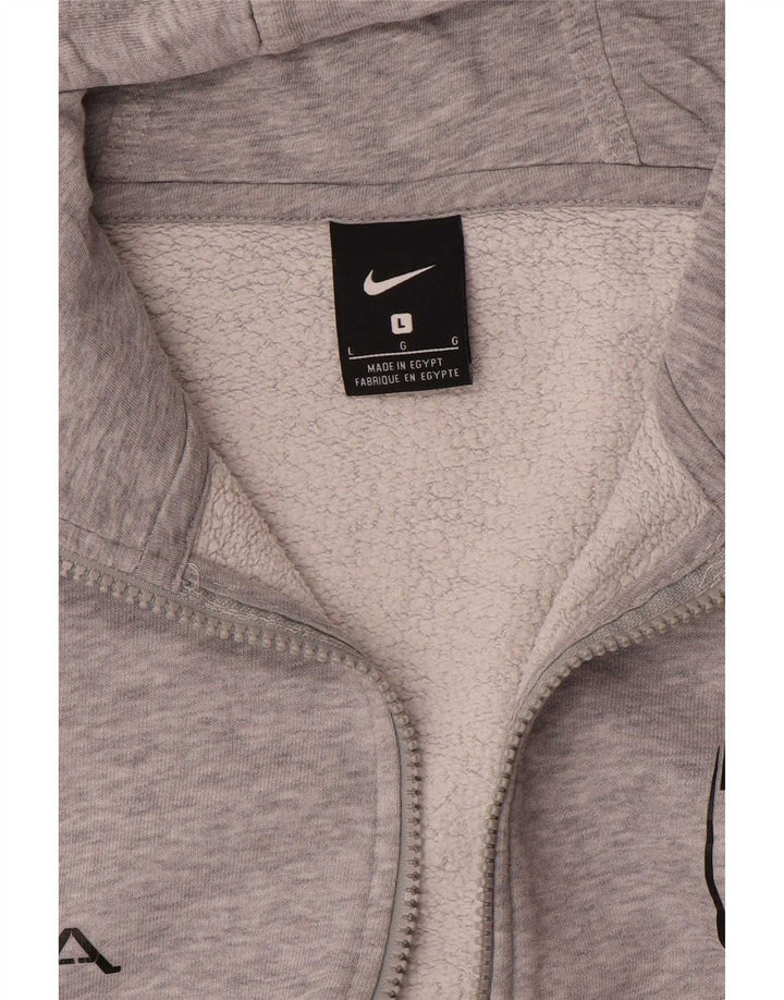 Nike Mens Graphic Zip Hoodie Sweater Large Grey Flecked