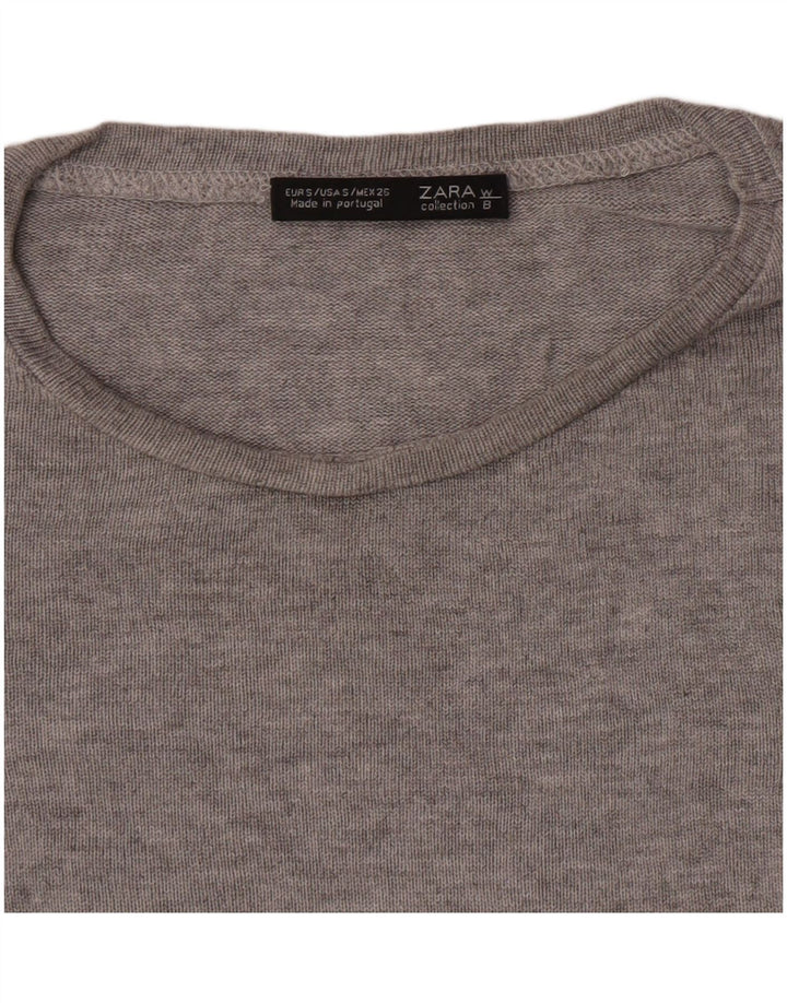 Zara Womens Oversized Top Long Sleeve UK 10 Small Grey