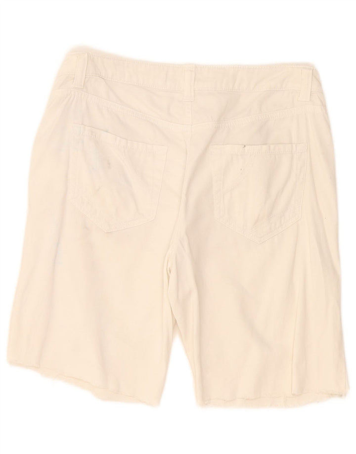 Benetton Womens Casual Shorts IT 44 Medium W34 White Cotton
