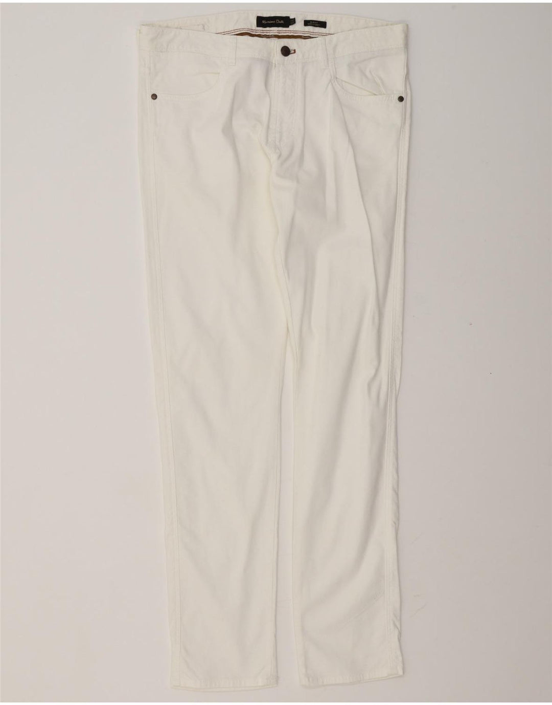 Massimo Dutti Mens Slim Fit Casual Trousers EU 42 Large W32 L34 White