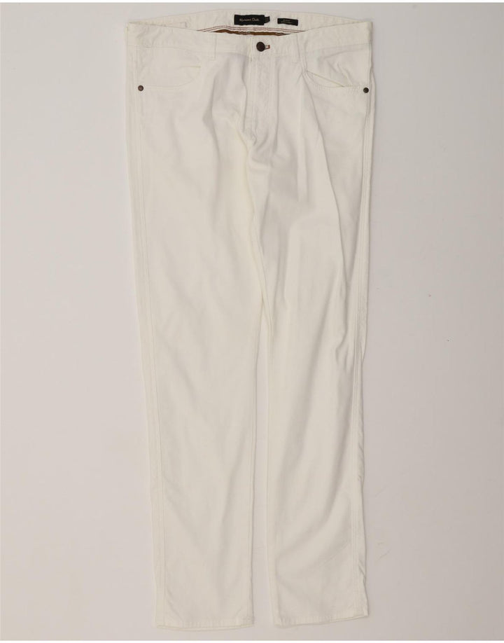 Massimo Dutti Mens Slim Fit Casual Trousers EU 42 Large W32 L34 White