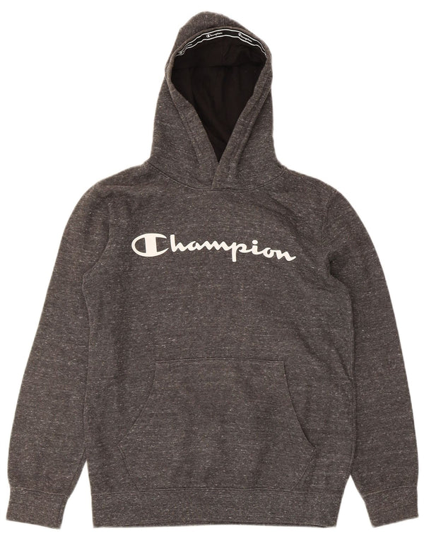 Champion Boys Graphic Hoodie Jumper 13-14 Years XL Grey Flecked Cotton