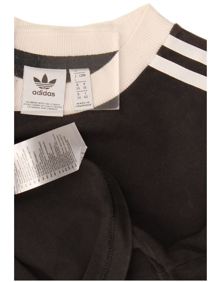 Adidas Womens Top Long Sleeve UK 8 Small  Black Cotton