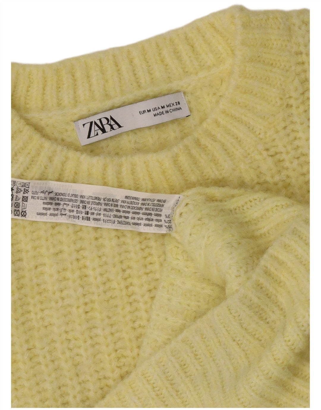 Zara Womens Crop Oversized Boat Neck Jumper Sweater UK 14 Medium Yellow