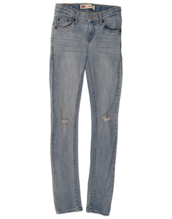 LEVI'S Girls Distressed Skinny Jeans 9-10 Years W24 L28 Blue Cotton