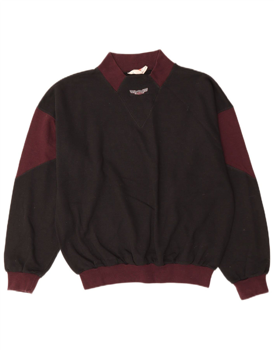 Vintage Mens Sweatshirt Jumper Medium Black Colourblock Cotton