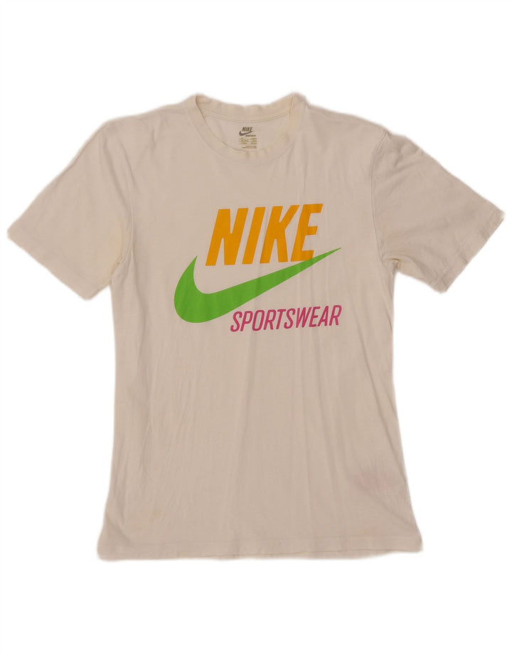 NIKE Mens Graphic T-Shirt Top UK 34/35 XS White Cotton