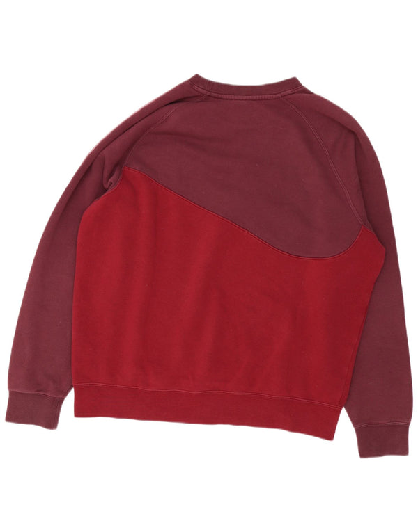 Nike Mens Graphic Sweatshirt Jumper Large Burgundy Colourblock Cotton
