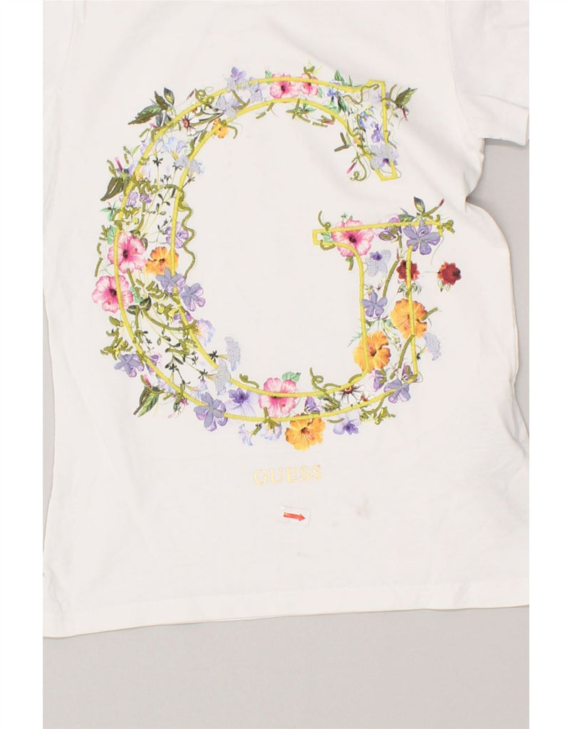 GUESS Girls Graphic T-Shirt Top 7-8 Years White Floral Cotton Vintage Guess and Second-Hand Guess from Messina Hembry 