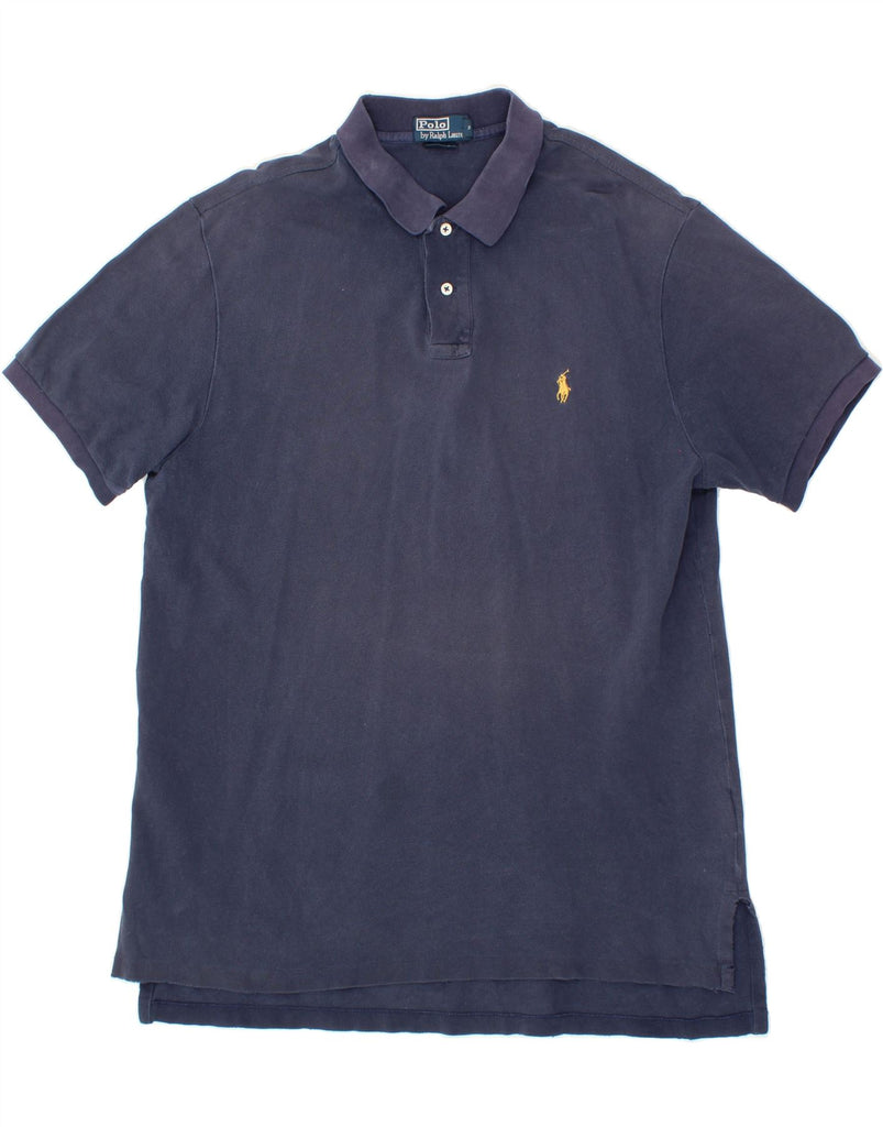 POLO RALPH LAUREN Mens Slim Fit Polo Shirt XL Navy Blue Cotton Vintage Polo Ralph Lauren and Second-Hand Polo Ralph Lauren from Messina Hembry 