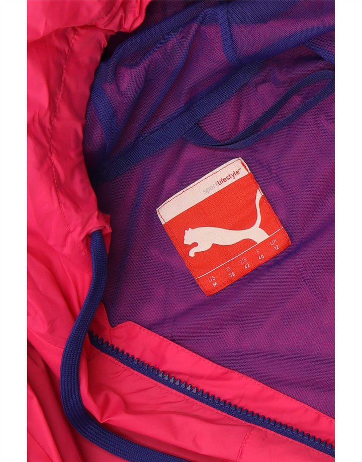 Puma Womens Hooded Rain Jacket UK 12 Medium Pink