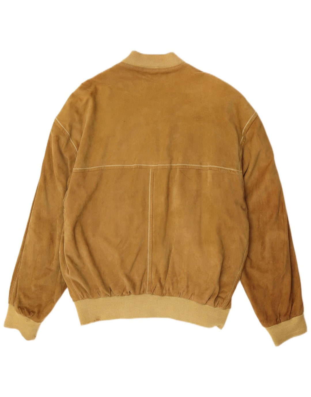 Hugo Boss Mens Loose Fit Suede Bomber Jacket EU 48 Medium Brown Leather