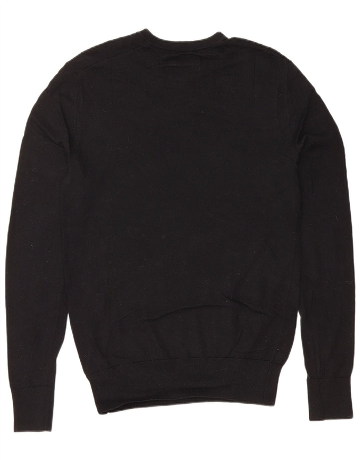 ALL SAINTS Mens Crew Neck Jumper Sweater Small Black Merino Wool