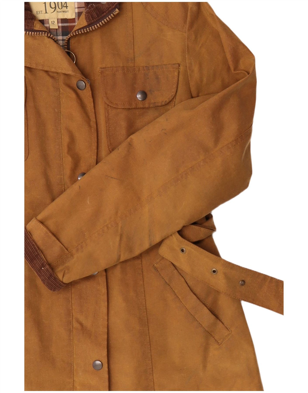 PORTWEST Womens Waxed Cotton Jacket UK 12 Medium Beige Cotton