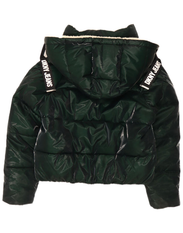 Dkny Womens Hooded Oversized Padded Jacket UK 10 Small Green Polyester