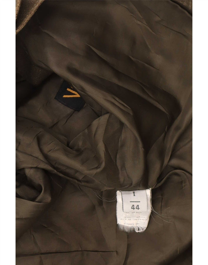 Vintage Womens Leather Jacket IT 44 Medium Khaki