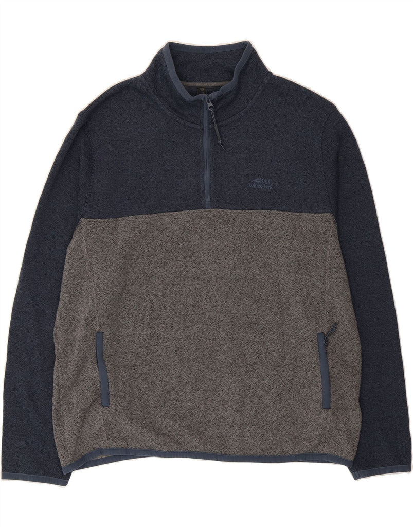 WEIRD FISH Mens Zip Neck Sweatshirt Jumper 3XL Navy Blue Colourblock Vintage Weird Fish and Second-Hand Weird Fish from Messina Hembry 